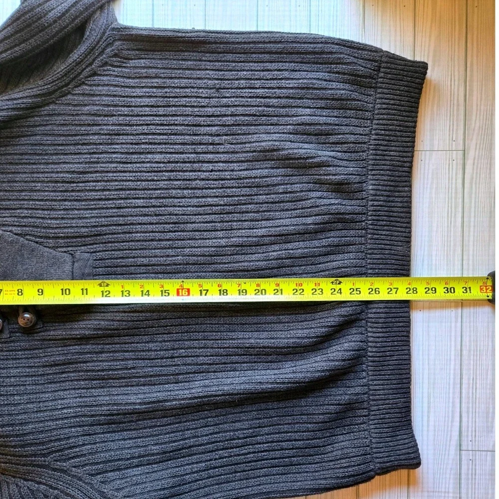 Duluth Trading Co. Mens 2XL Gray Ribbed‎ Knit Shawl Collar Button Sweater